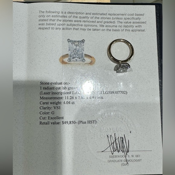 Exquisite 14k Yellow Gold Radiant Cut Lab-Grown Diamond Ring 4.04 CT - Picture 6 of 6